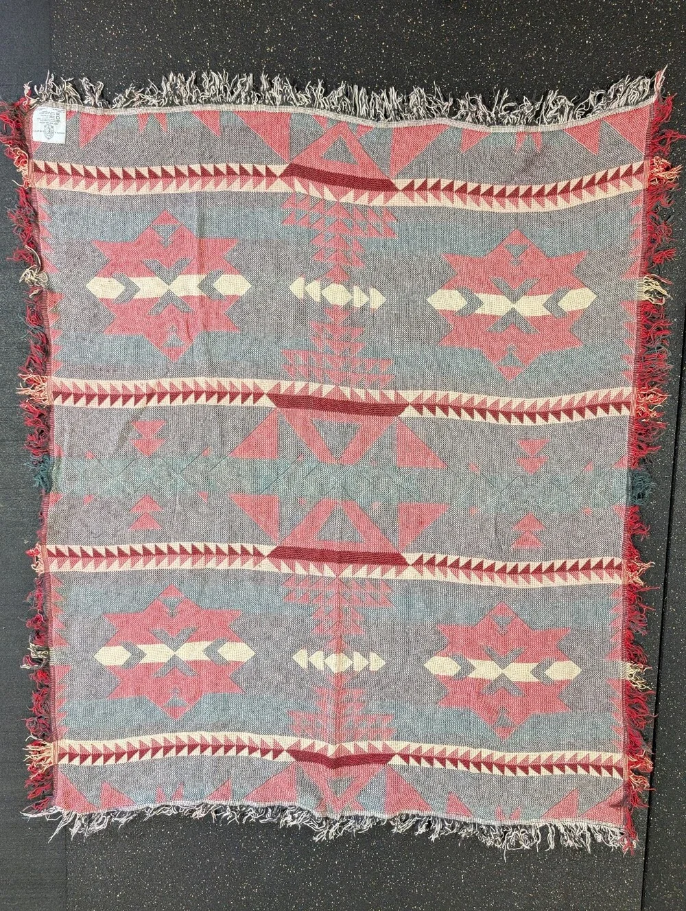 Vintage Crown Craft Aztec Southwest Throw Blanket 5'x4' Made in USA